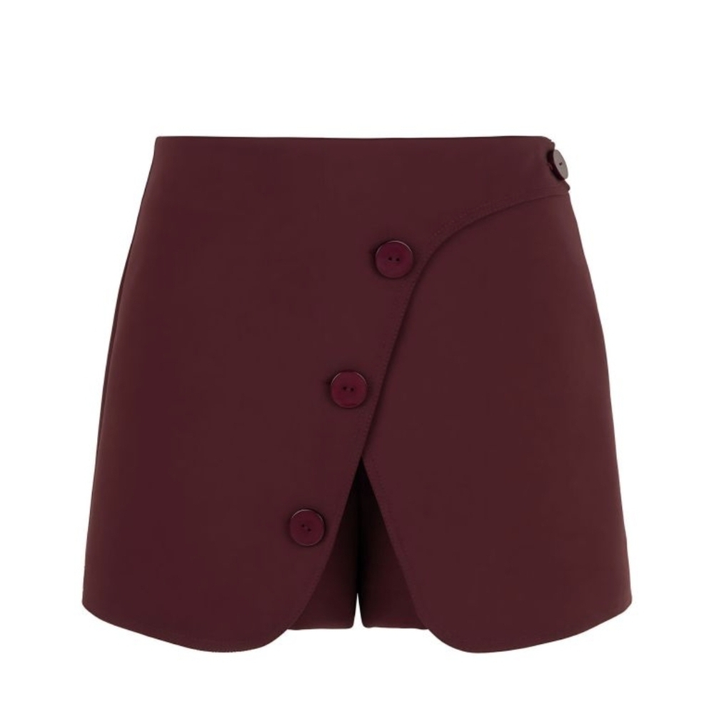 Women's Burgundy Buttoned Skort